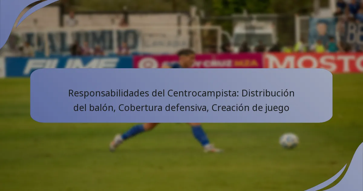 Responsabilidades del Centrocampista: Distribución del balón, Cobertura defensiva, Creación de juego