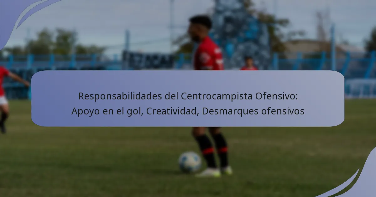 Responsabilidades del Centrocampista Ofensivo: Apoyo en el gol, Creatividad, Desmarques ofensivos