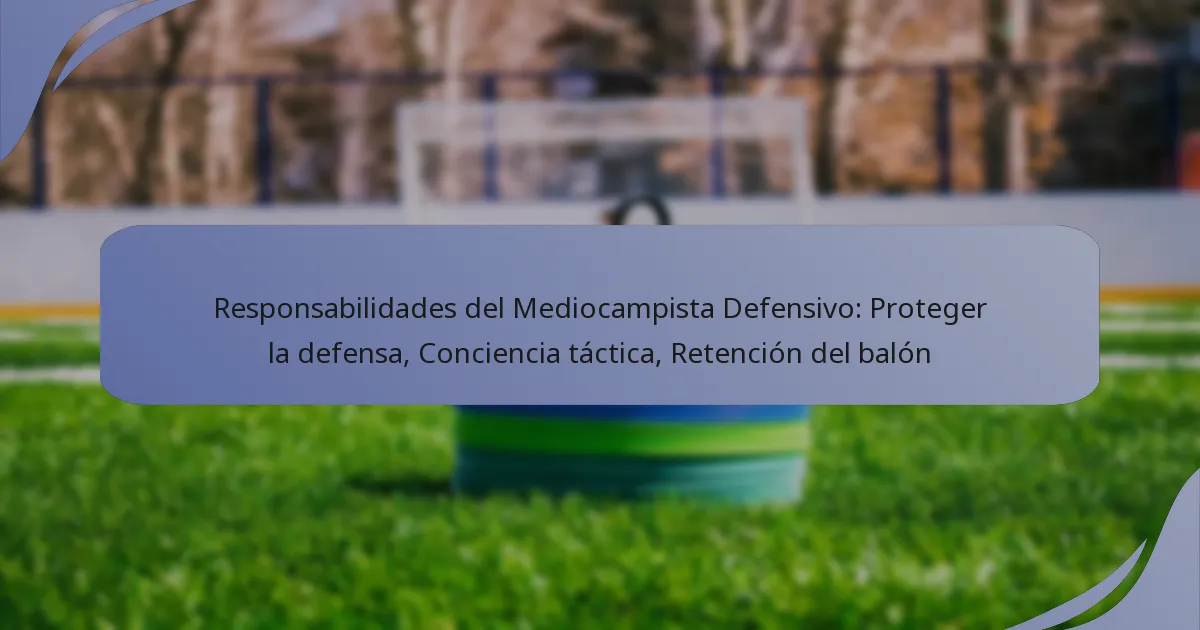 Responsabilidades del Mediocampista Defensivo: Proteger la defensa, Conciencia táctica, Retención del balón