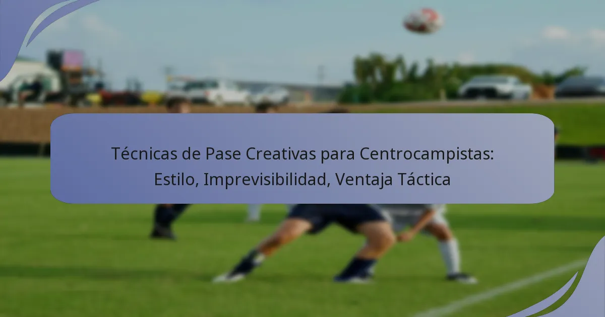 Técnicas de Pase Creativas para Centrocampistas: Estilo, Imprevisibilidad, Ventaja Táctica